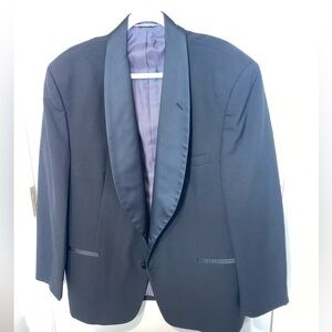 Oleg Cassini men black lined tuxedo jacket suit coat 100% wool sz 46R